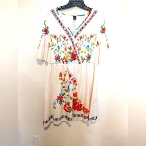 SHEIN Curve Cream Colored Dress with Colorful Floral Print